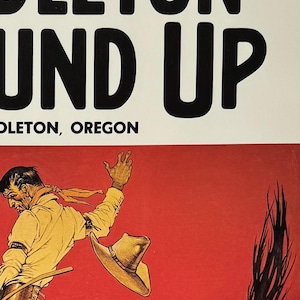 Let Er Buck, Pendleton Round up Rodeo 28x16 Poster Print, Western