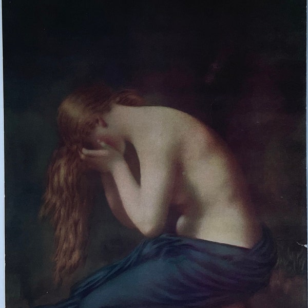 Rare Vintage French Artist Jean-jacques Henner Print Solitude