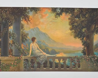 Vintage R Atkinson Fox Sunset Dreams Print 8x14 Romantic Landscape