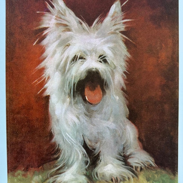 Vintage Florence Kroger White Terrier 8x10 Print, Vintage Dog Print, Westie, Vintage Nursery Decor, Children's Bedroom Decor