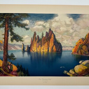 The Phantom Ship Crater Lake Oregon by Louis Seybold Vintage 18x24 Landscape Print bild 2