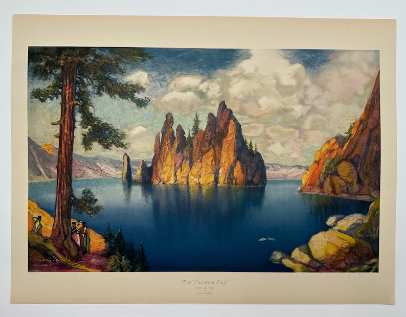 The Phantom Ship Crater Lake Oregon by Louis Seybold Vintage 18x24 Landscape Print bild 2