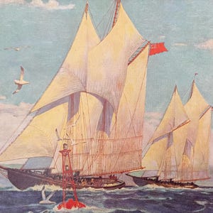 Vintage Nautical 8x10 Sailing Print, Nautical and Maritime Decor, Sailing, Golden Age Calendar Art, Wall Art, Home Decor