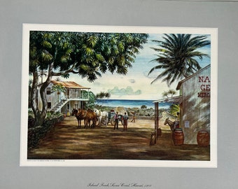 Hawaiian History Original vintage Print, Island Trade, Kona Coast, Hawaii, 1900 par Peter Hurd, Coastal, Beach, Travel Decor