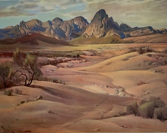 Vintage Paul Lauritz 12 x 16 Desert Landscape Print The Painted Desert, Home Decor
