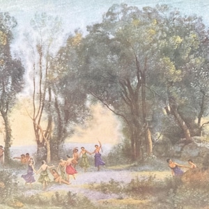Vintage Jean-Baptiste-Camille Corot Print – A Morning. The Dance of the Nymphs – Romantic Classical Wall Art 9x12 – Gallery Wall