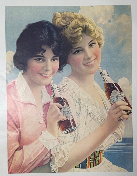 Coca Cola 1912 Two Flappers Advertisement Reproduction Poster - Etsy