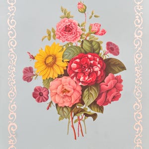 Vintage 1940s or 50s Floral Botanical 18 x 14 Print, Bouquet of Flowers, Romantic Mid-Century Art, Home Decor, Wall Art, Excellent Condition