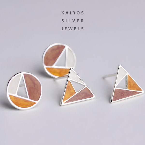 Circle Stud Earrings Etsy