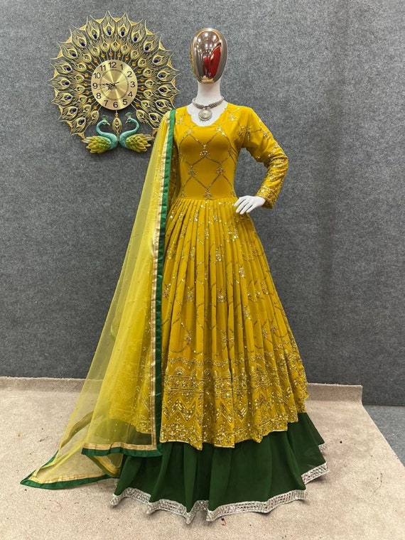 Buy Teal Green and Yellow Embroidered Lehenga Choli Online At Zeel Clothing