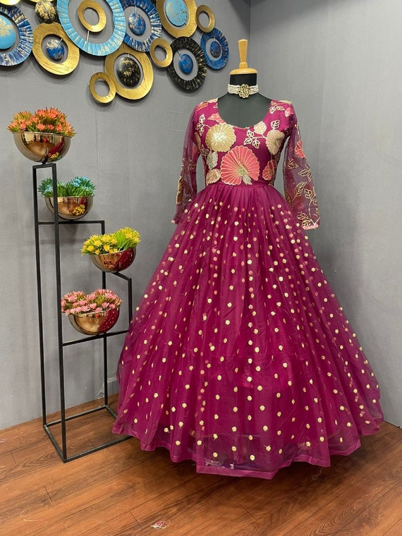 Black Net Wedding Indian Pakistani Long Gown Anarkali Suit SFVPL20904 –  ShreeFashionWear