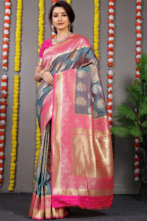 Impressive Kanchipuram Handloom Weaving Silk Saree and - Etsy