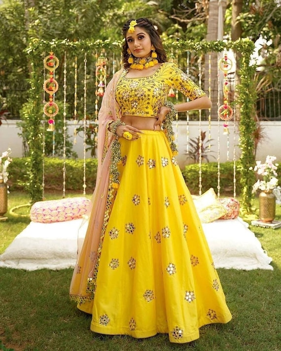 Buy Amazing Haldi Outfit Lehenga Choli for Women ready to Wear Online in  India - Etsy