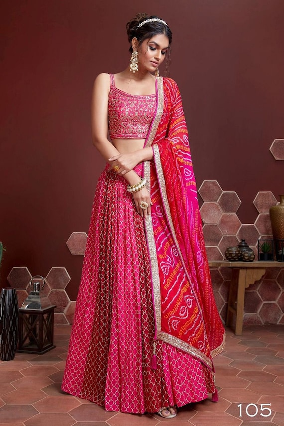 Classic Wedding Wear Pink Outfit Lehenga Choli for Women,ready to Wear  Lehenga Choli.designer Heavy Bangalori Silk Lehenga Choli -  Denmark