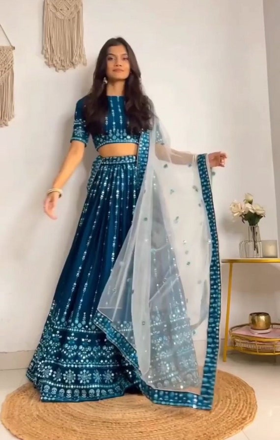 Blue lehenga hotsell for reception