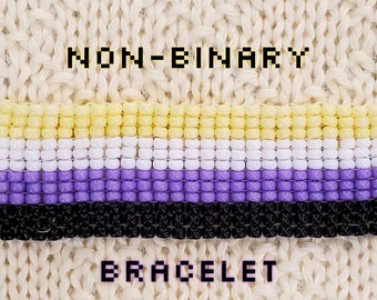 Pulsera de cuentas hechas a mano del orgullo no binario, pronombres personalizados opcionales, pulsera única, pulsera del orgullo, pulsera del orgullo personalizada hecha a mano con cuentas
