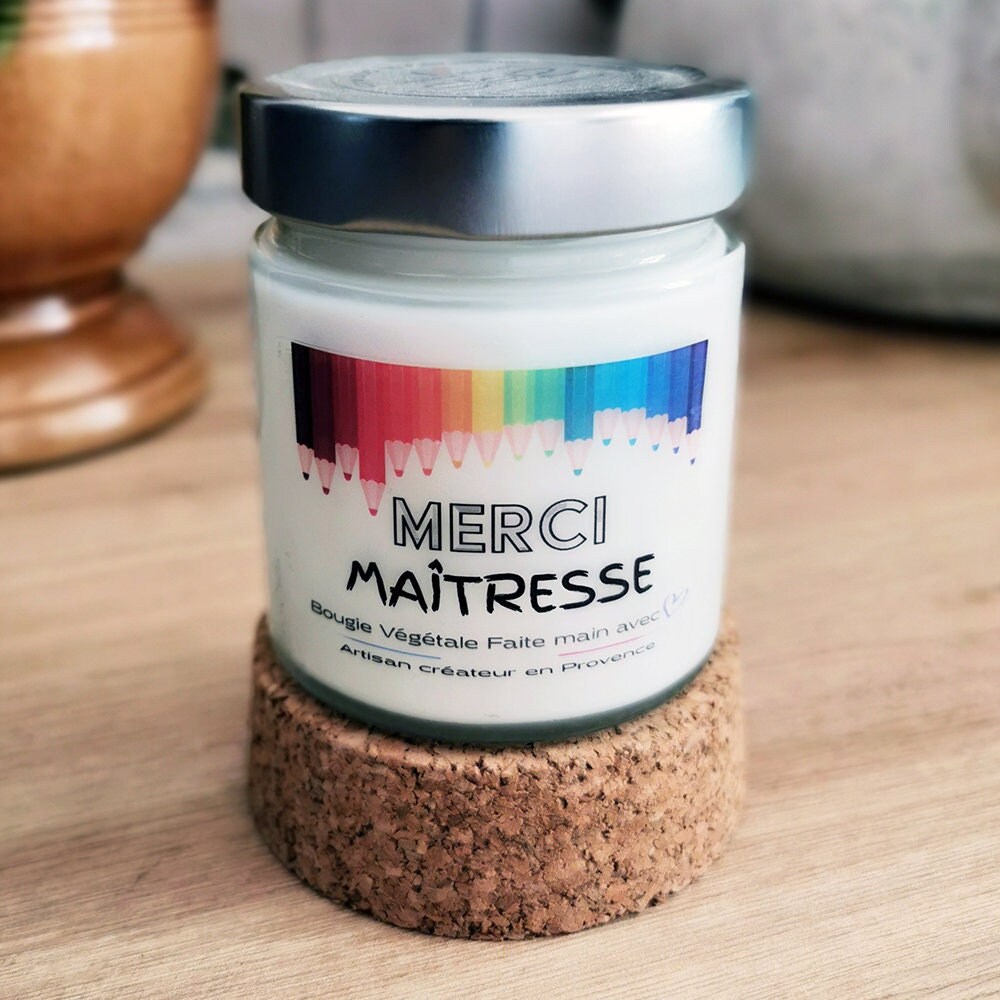 Bougie Artisanale - Cire 100% Végétale Merci Maîtresse, Maître | Au Choix