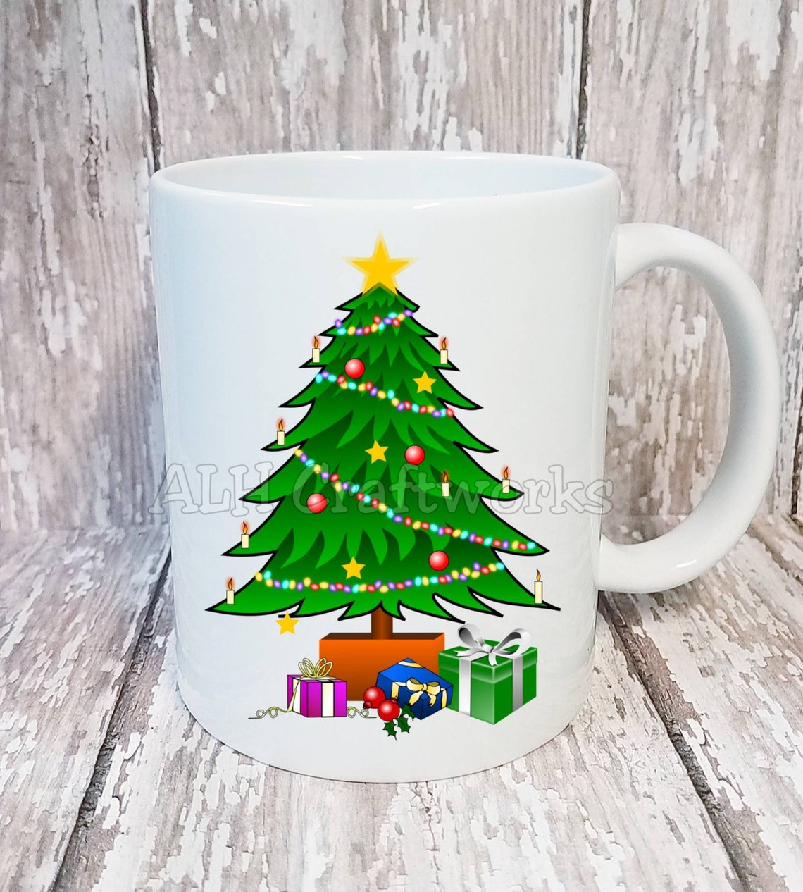 Mug Christmas Mug Christmas Tree Presents Coffee Mug Etsy UK