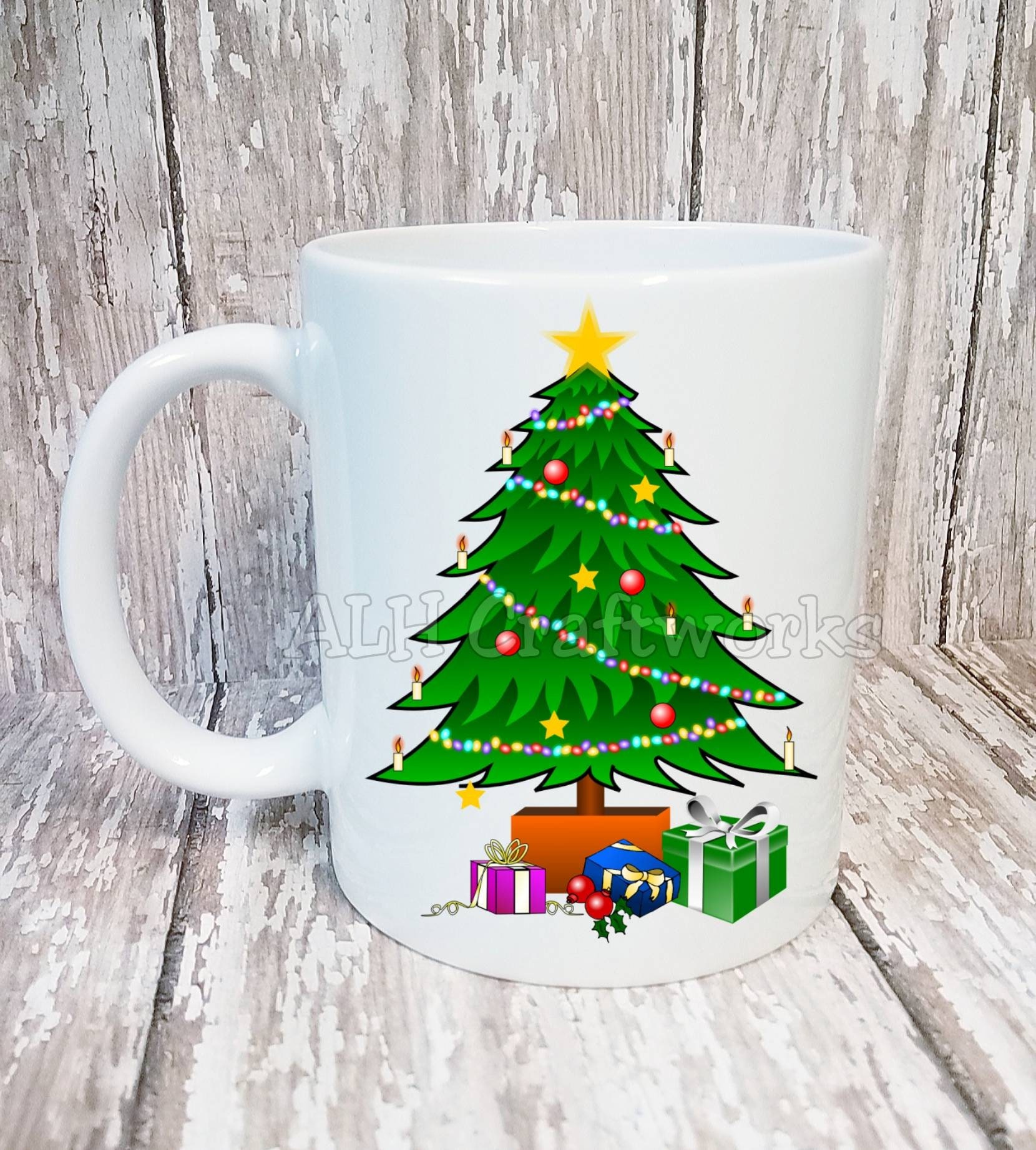 Mug Christmas Mug Christmas Tree Presents Coffee Mug Etsy UK