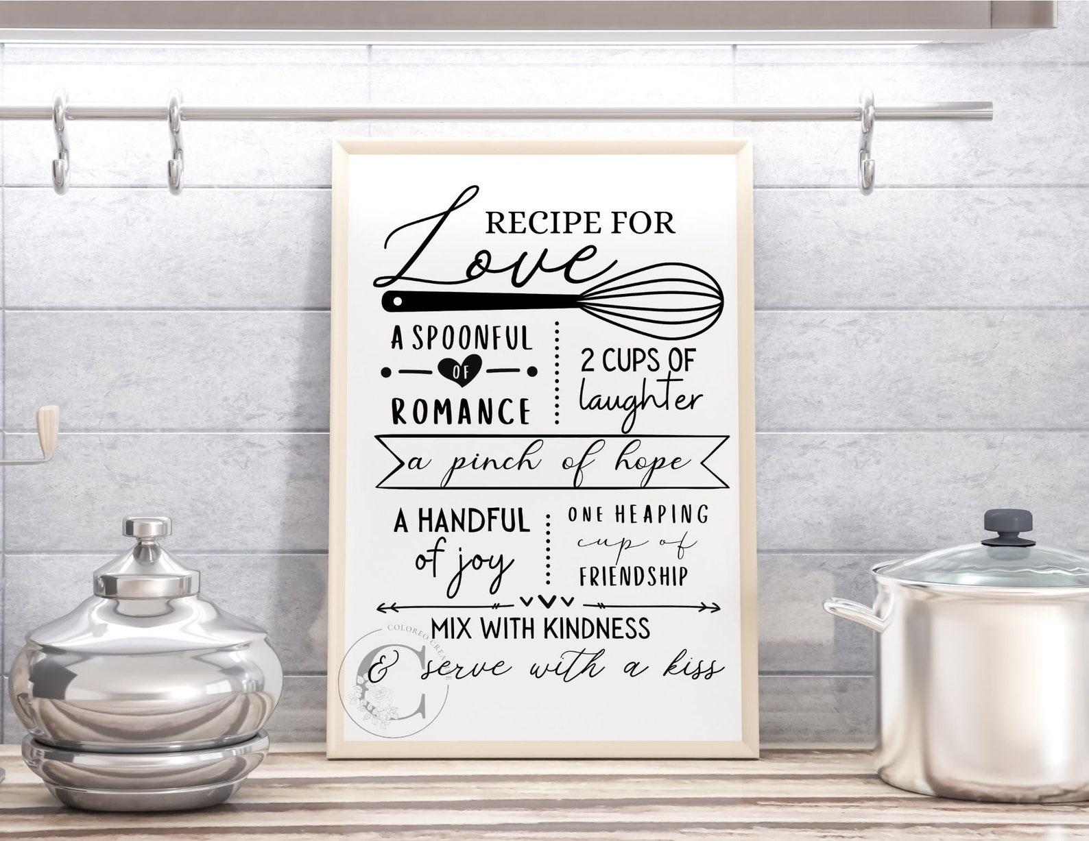 Printable Recipe for Love Decor Sign With Instant Download Bridal ...
