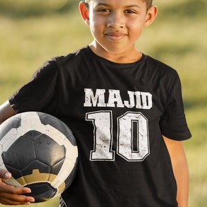 Personalised Kids Football Shirt | Custom NAME & NUMBER Boys Girls tshirt | Gift for Footballer | Boys Birthday t-shirt Adult Children&#39;s Top