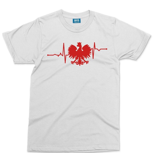 -shirt Pologne Heart Pulse | Cadeau polonais Aigle rouge | Polonais citoyen polonais koszulka Polskie touriste tourisme chemise Pologne cadeaux unisexe