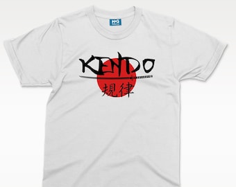 CAMISETA DE KENDO PARA HOMBRE / Camiseta con bandera kanji japonesa / Camiseta de samurái / Deporte de artes marciales japonesas / Camiseta para hombre Regalo para él