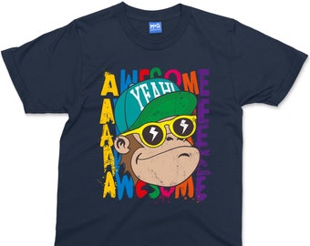 Awesome cool monkey T-shirt | Amazing Funny Funky Monkey Shirt | Chimp Chimpanzee Kids Boys Summer Fun Top | Children's & Adult Sizes