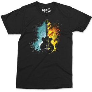 Guitar Fire and Water Art T-shirt | Guitar Gifts for Men Women | Electric Guitarist Music T shirt | Musical Guitarist Gift | Unisex Shirt