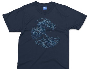 Hokusai The Great Wave t-shirt Aesthetic Japanese Kanagawa vaporwave classic art ocean wave t-shirt