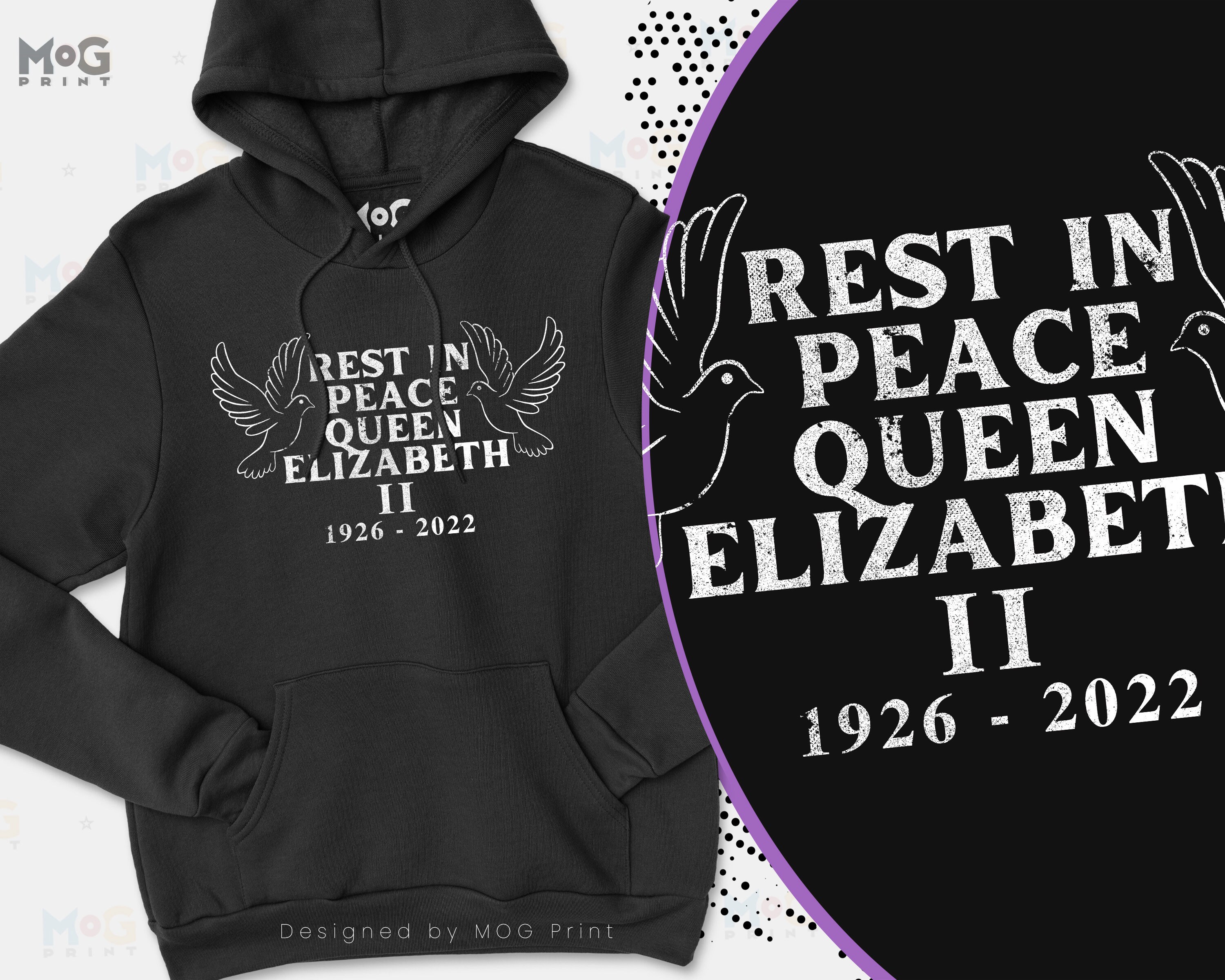 Discover Queen Elizabeth II Of England Hoodie Rest in Peace 1926-2022 RIP Portrait Photo Print Graphic Queen Crown Her Majesty Hooded Sweat-Shirts UK