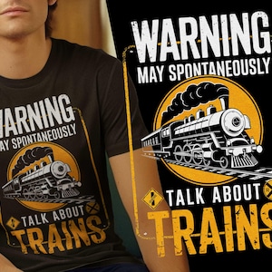 Lustige Warnung kann spontan über Züge sprechen T-Shirt, Trainspotter-Witz-Zug-Slogan-Humor-Top, sarkastisches Zug-Liebhaber-Mechaniker-Geschenk