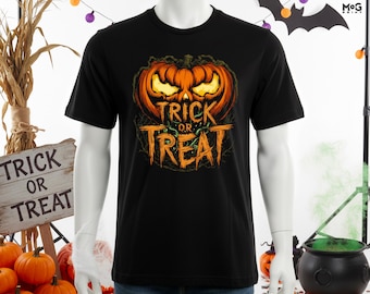 Scary Jack O'Lantern Halloween Graphic T-shirt, Gothic Horror Night Spooky Pumpkin Top, October Night Cosplay Eerie Trick or Treat Tee Shirt