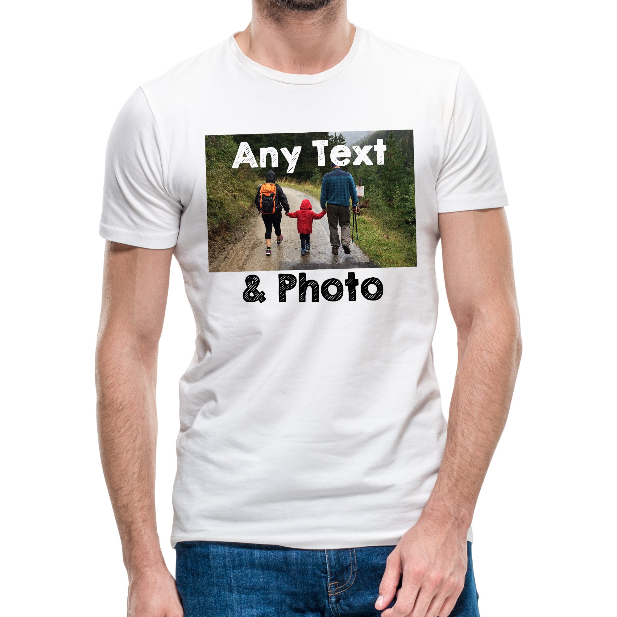 Personalised Photo T Shirt Custom Print Any Picture And Text Etsy