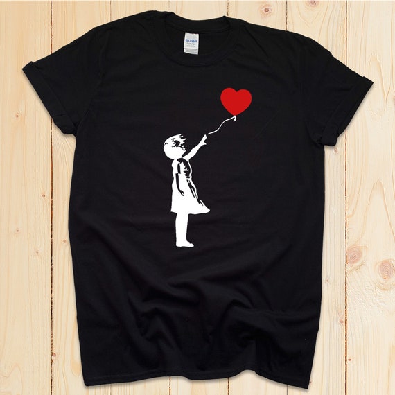 Banksy graffiti Girl with Balloon Unisex for kids school holiday Top t-shirt  1 