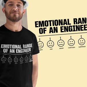 Funny Engineer No Emotions Joke T-shirt, Sarcastic Engineering Emojis Shirt, Software Computer Engineer Programmer Gift Tee For Engineers