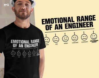 Camiseta divertida de broma sin emociones de ingeniero, camiseta con emojis de ingeniería sarcástica, camiseta de regalo de programador de ingeniero informático de software para ingenieros