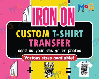 Personalised Iron on Transfers, DIY Heat Transfers Ready to Apply, DTF Transfer Gang Sheet Iron on Patch, Custom Own Logo Text Personalised