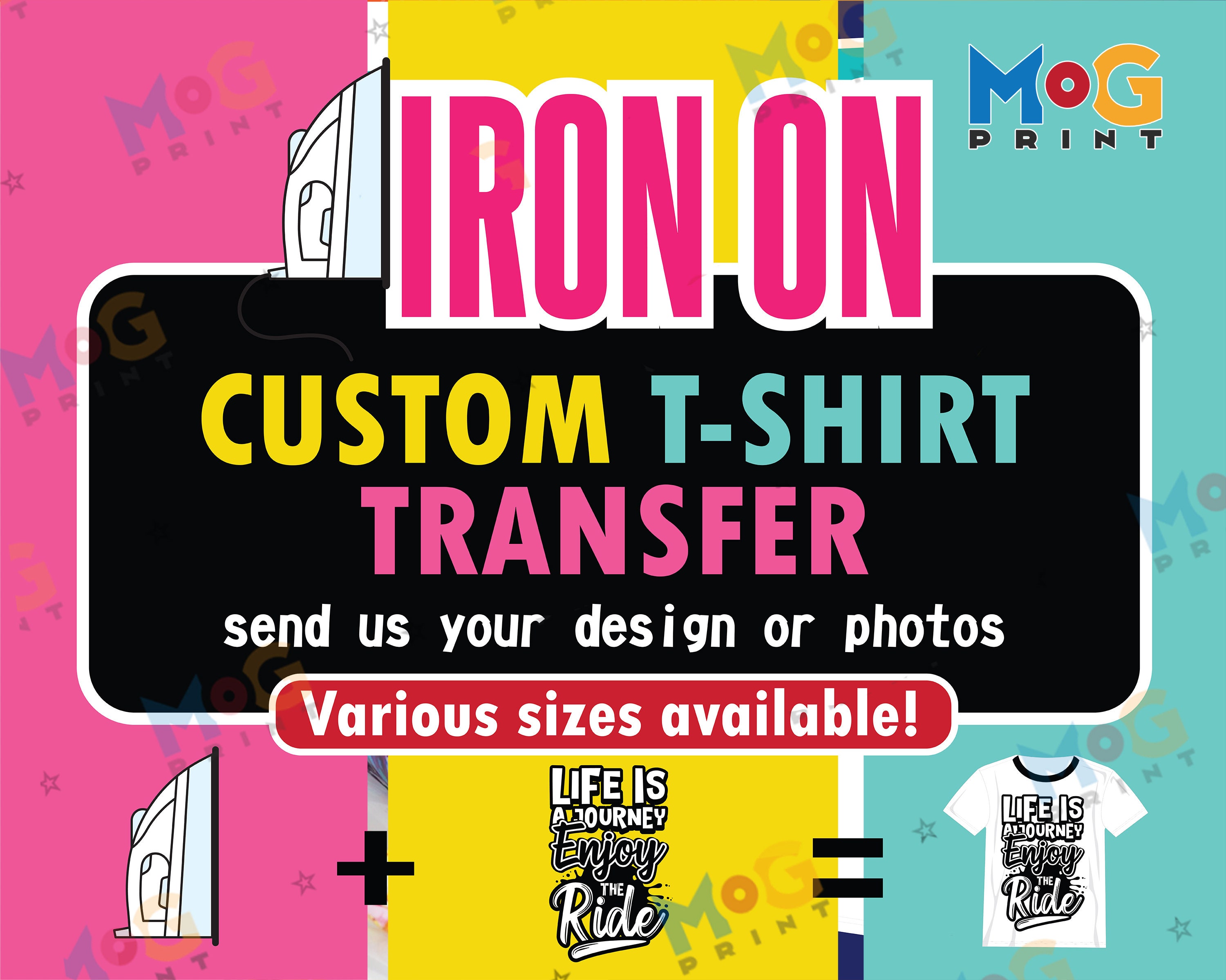 Custom Iron on Full Colour Vinyl Transfers T-shirt Printing Ready