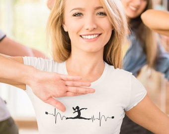 Turnerin T-shirt Herzschlag Wellenmuster Gymnastik Frauen Tanzclub professionelle Tänzerin Tanzschule Geschenk für sie