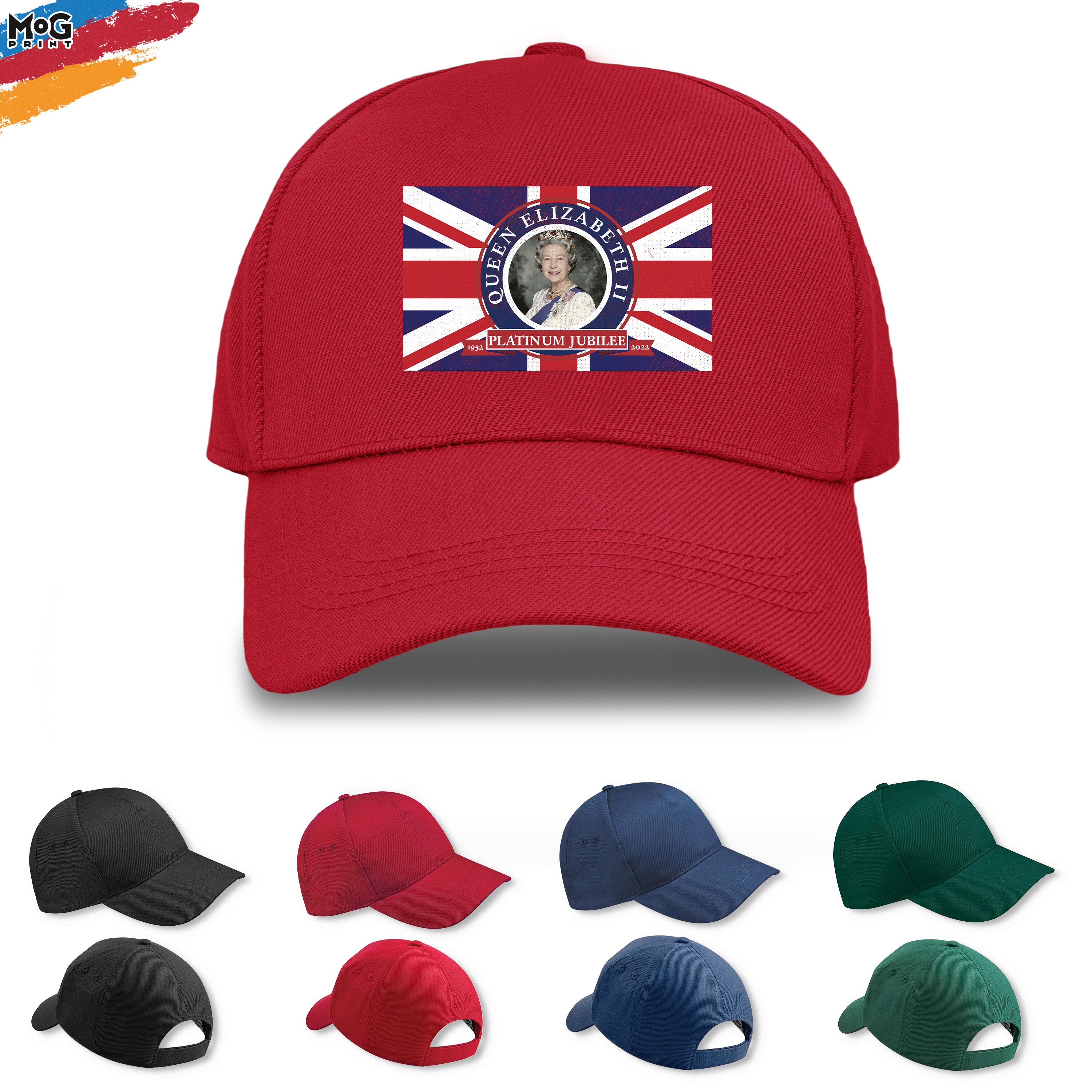 Discover Queen Elizabeth II Cap | Queens Platinum Jubilee 2022 Gifts | Union Jack Flag Print 70th Anniversary Event 1952 - 2022 70 Years | Unisex HAT