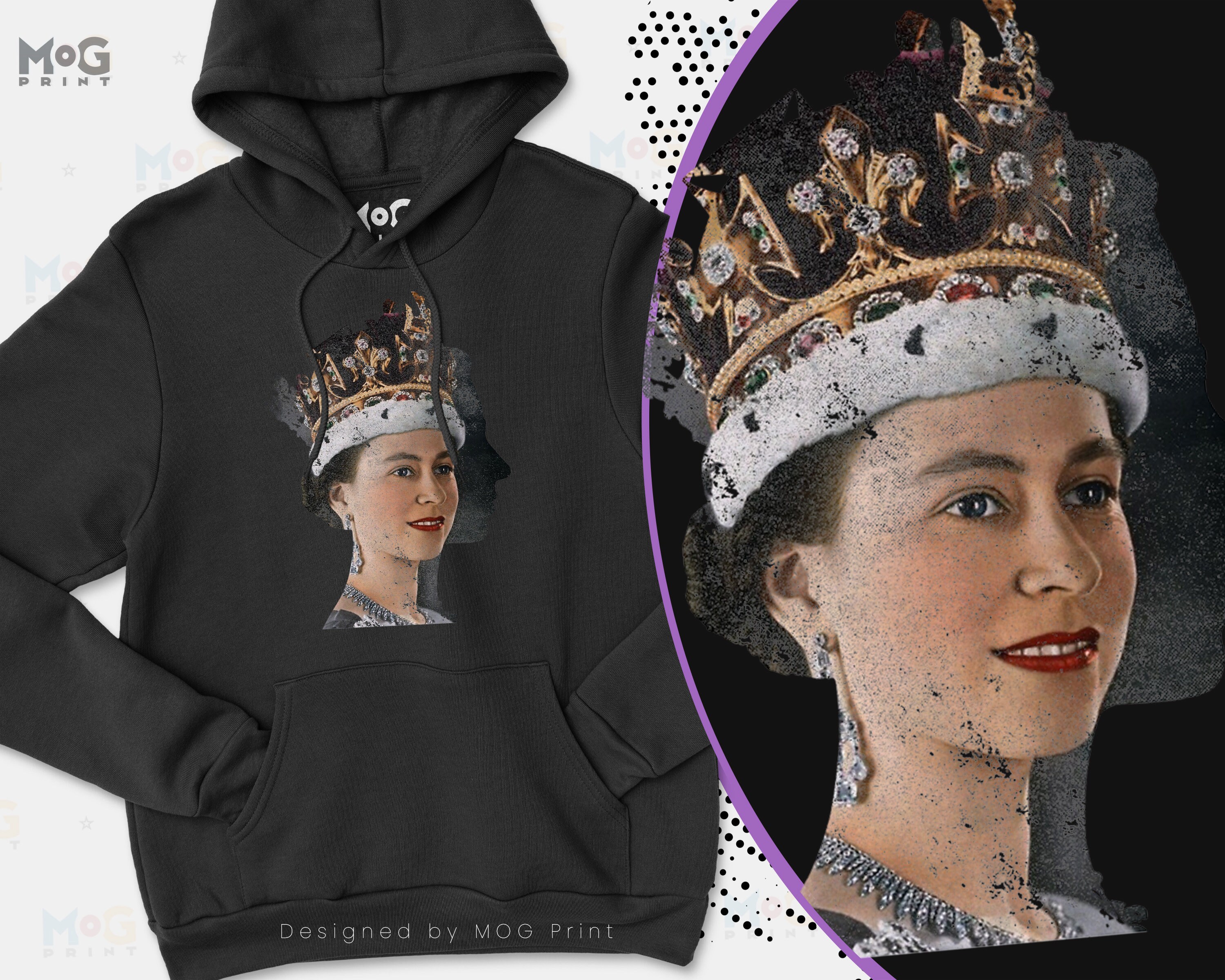 Discover Queen of England Hoodie Elizabeth II Memorial Funeral Tribute memorabilia Operation London Bridge Union Jack 1926-2022 Queen of England Gift