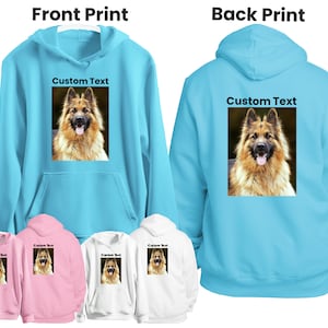 Custom Photo Hoodie Front & Back Printed Hoody, Personalised picture Image, own Photo or Text, Customised Stag DO Hen Party Birthday Jumpers