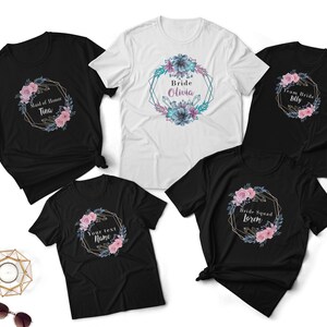 Hen Party T Shirts Hen Do Bride To Be Squad Tops Personalised Gold Rose Floral Team Bride Tribe Bride to be t-shirt, Hen Party Dress Tops UK