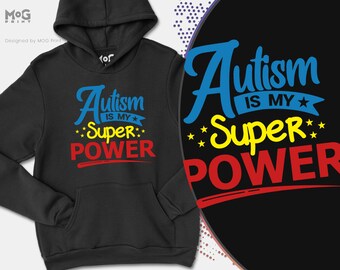 El autismo es mi superpoder sudadera con capucha autismo conciencia comportamiento trastorno del desarrollo mental regalo para personas discapacitadas saltador adultos niños