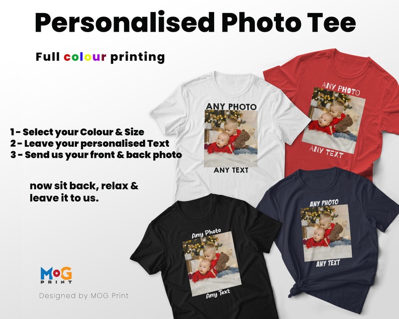 Personalised Photo T shirt Front & Back Print Any Picture Image Personalized Text tshirt Custom Design Shirt Birthday Hen Party Tee Top image 5