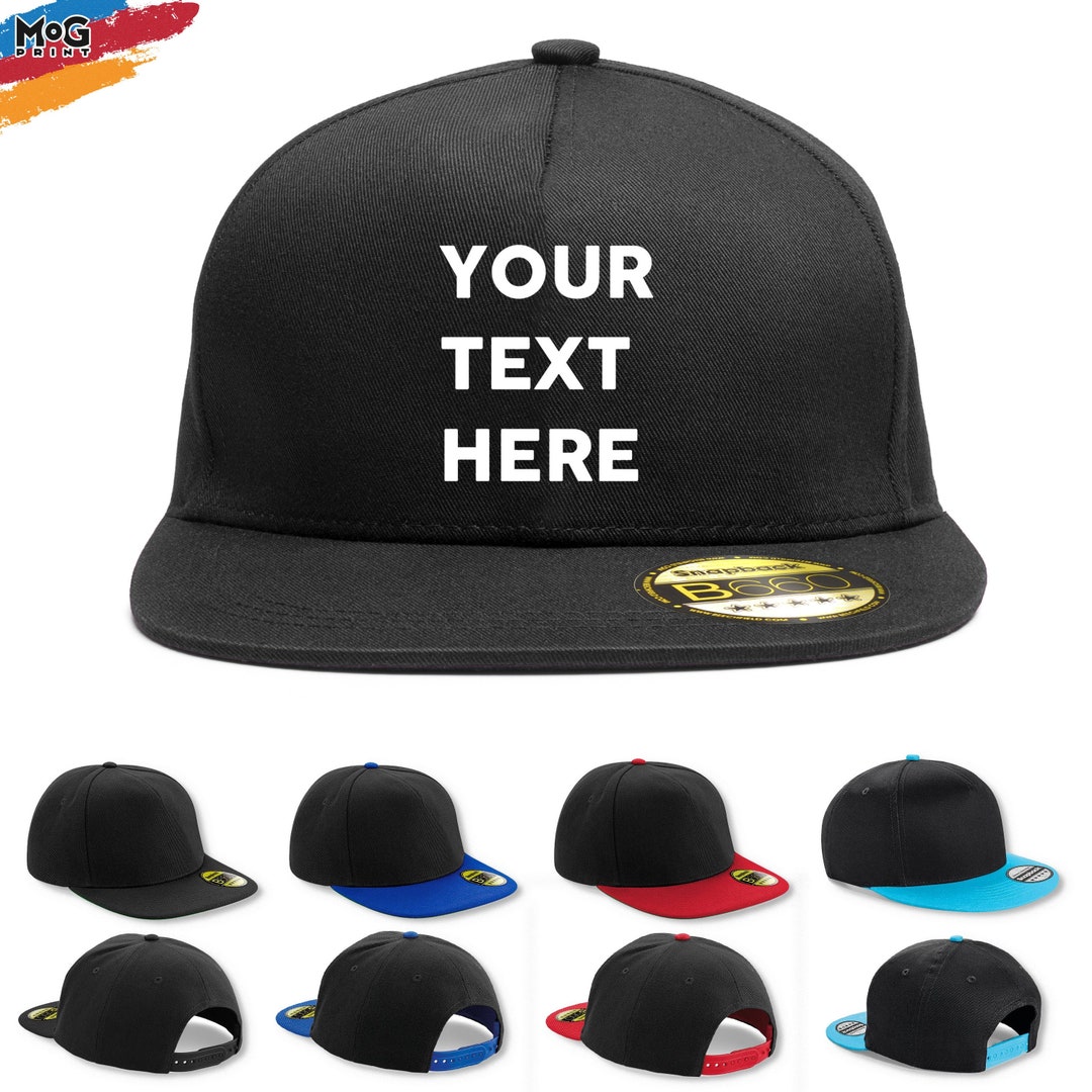 Personalised Text Logo Snapback HAT | Custom Name Message Hat ...