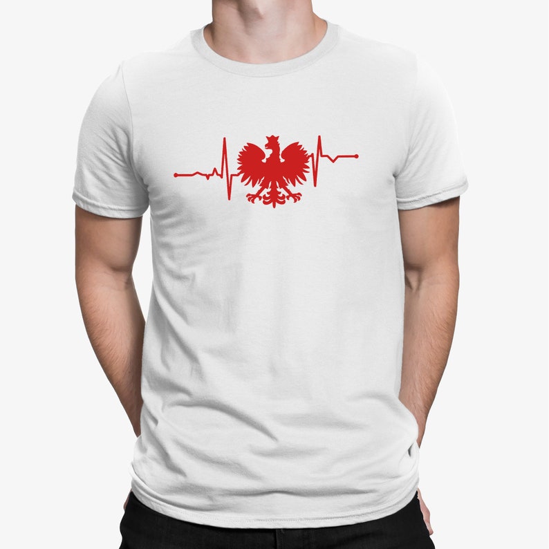 Polen Herzpuls T-Shirt Polnisches Geschenk des Roten Adlers Polnische Menschen Bürger Polska koszulka Polskie Tourist Tourismus Shirt Polen Geschenke Unisex Bild 2
