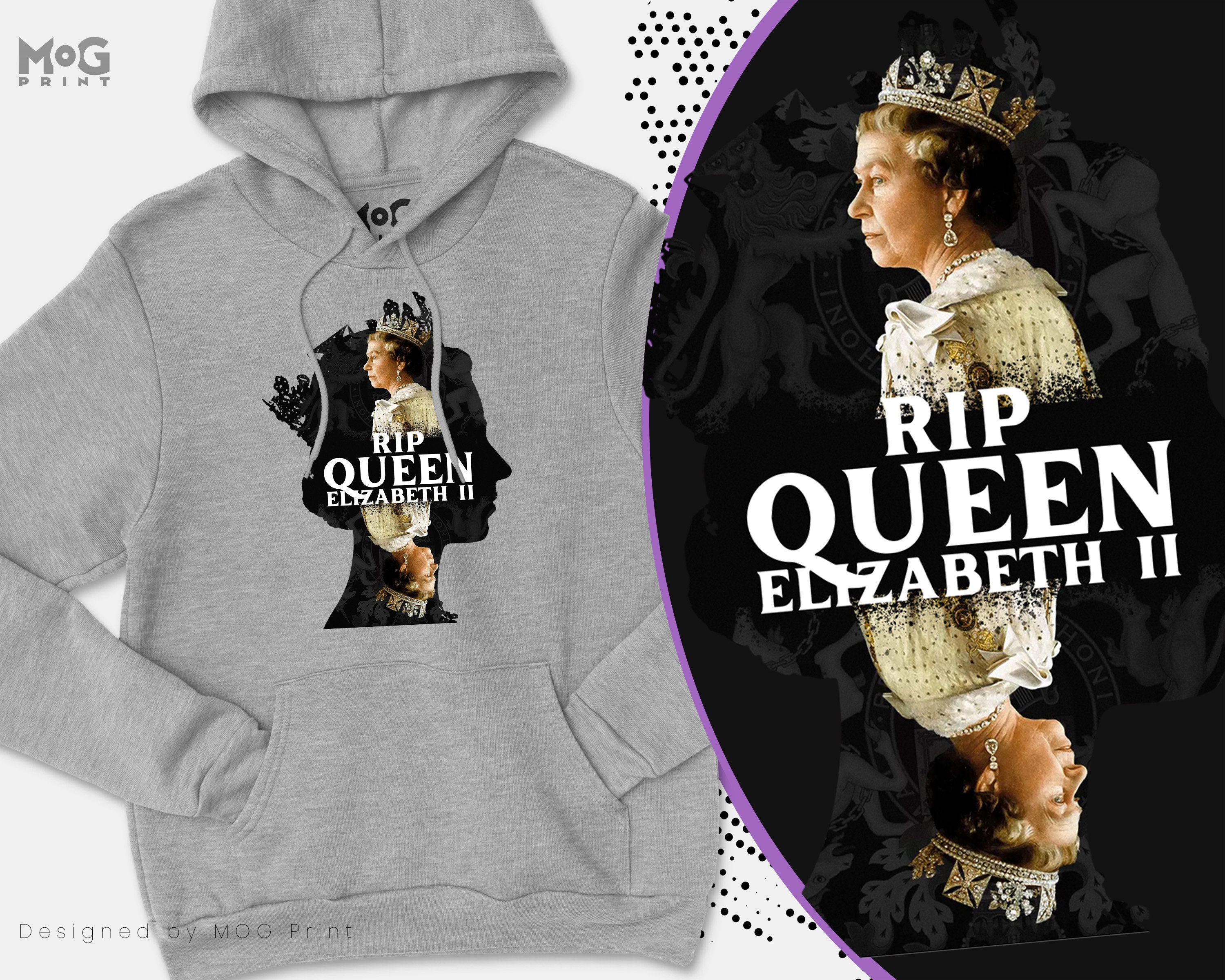 Discover Queen Elizabeth II Hoodie Memorial Funeral Tribute Operation London Bridge memorabilia 1926-2022 Queen of England Tribute Union Jack Gift