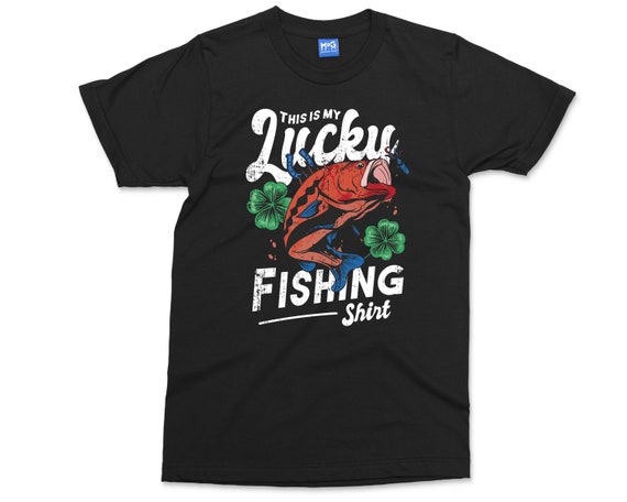 Fishing T-shirt, Lucky Fishing Mens Funny Fishing T-shirt Fishing Gifts for  Fisherman Lucky Fishing Fisherman Funny Mens T-shirt Tee Top 